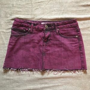 Purple denim mini skirt